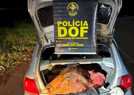 Trio é preso com pistola e carro 'recheado' de carne de gado furtada