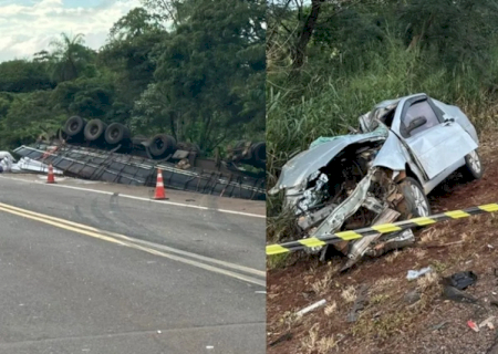 Homem morre em colisão entre carro e carreta na BR-163